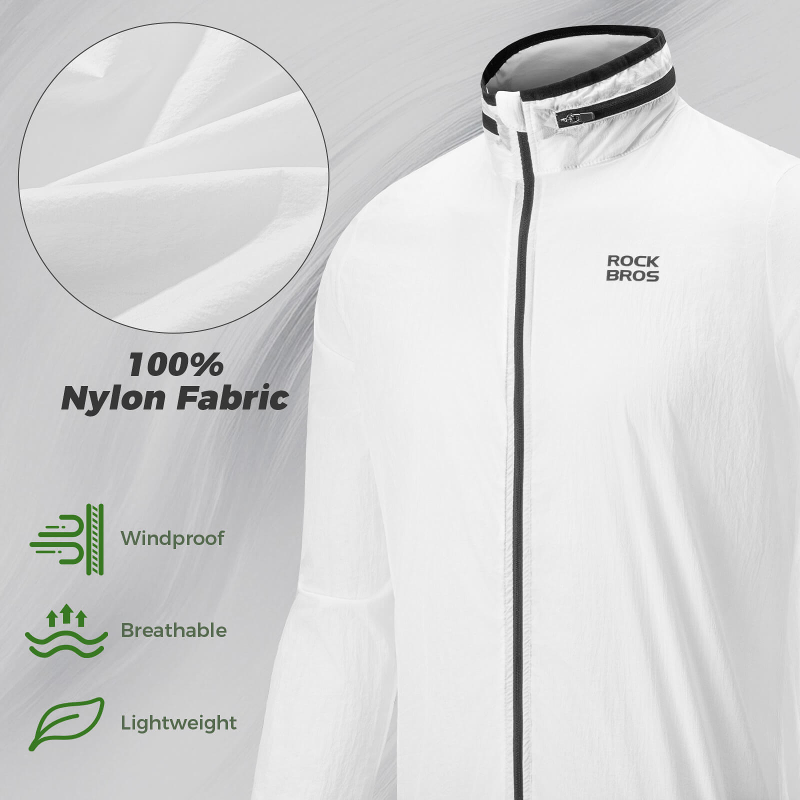 ROCKBROS Glow Cycling Jacket lightweight 20D nylon fabric windproof breathable bike windbreaker