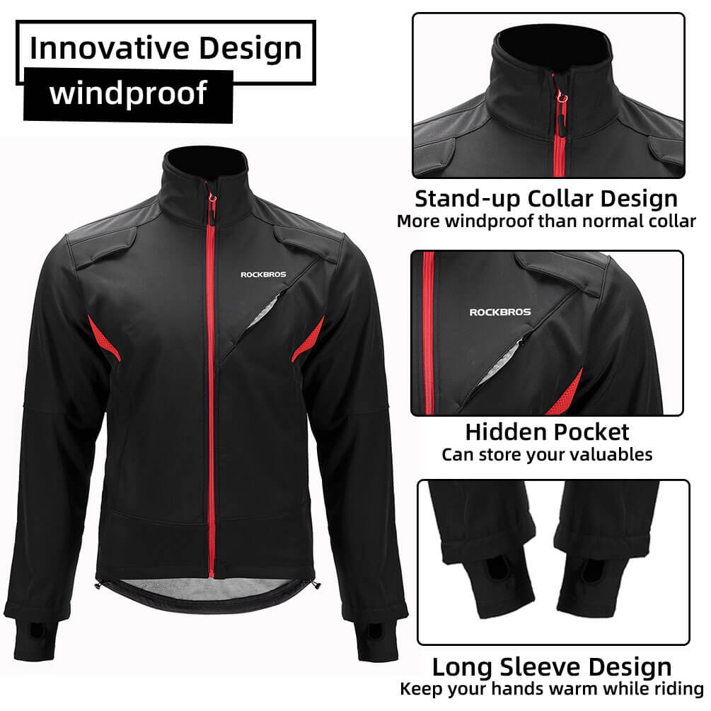 ROCKBROS unisex thermal winter cycling jacket for cold weather outdoor sports