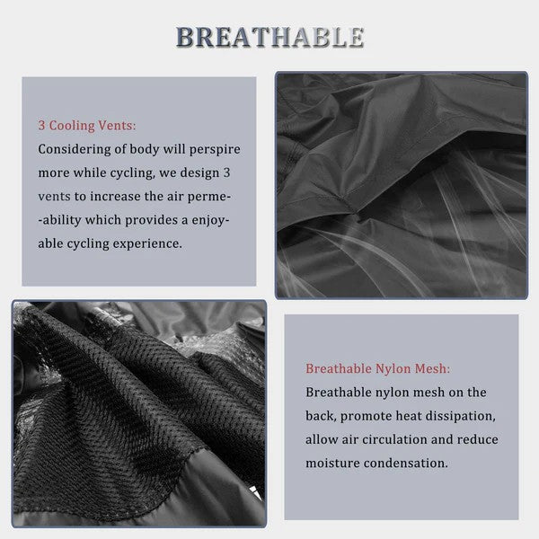 ROCKBROS unisex waterproof and windproof cycling jacket with breathable vents, reflective elements