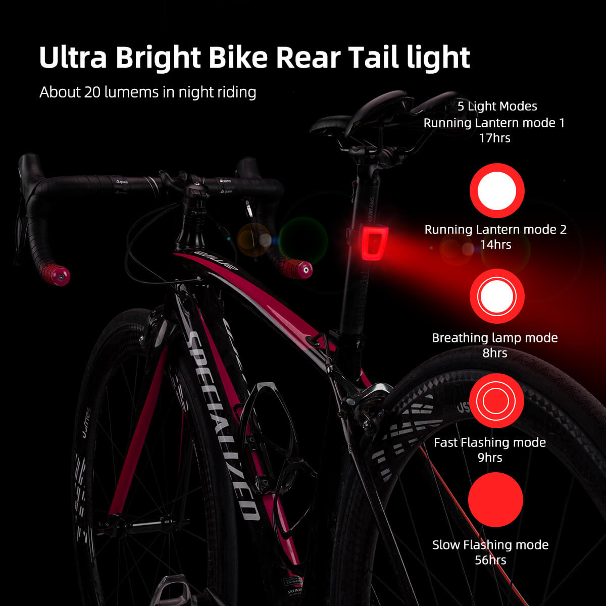 ROCKBROS USB rechargeable LED helmet rear light for night cycling safety