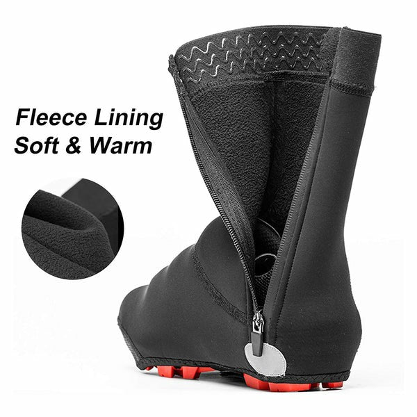 ROCKBROS warm cycling shoe covers, water-resistant and windproof, fleece-lined for comfort