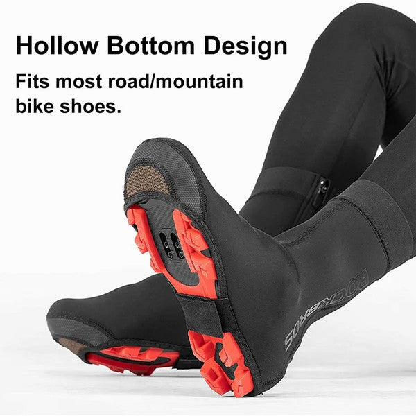 ROCKBROS warm cycling shoe covers, water-resistant and windproof, fleece-lined for comfort