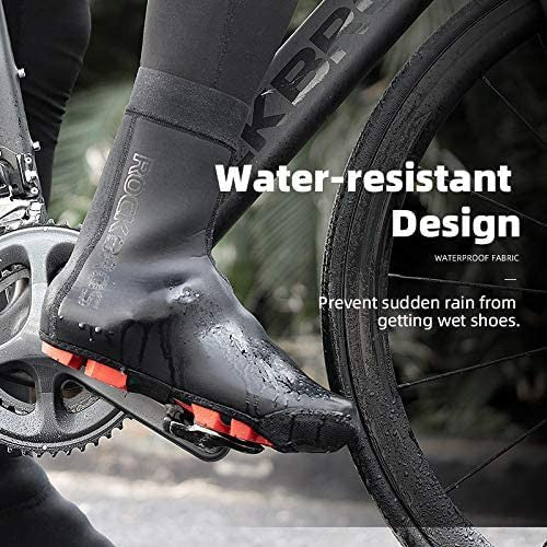 ROCKBROS warm cycling shoe covers, water-resistant and windproof, fleece-lined for comfort