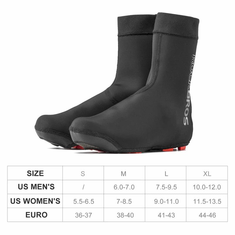 ROCKBROS warm cycling shoe covers, water-resistant and windproof, fleece-lined for comfort