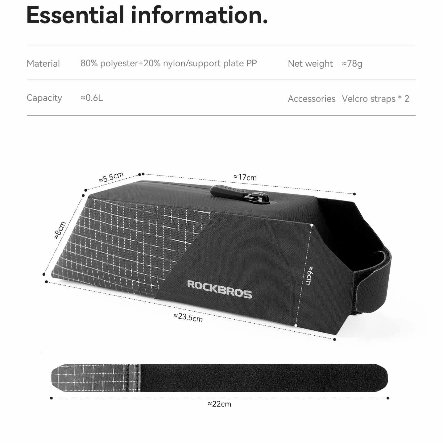 ROCKBROS waterproof aerodynamic bike top tube bag for road cycling and commuting