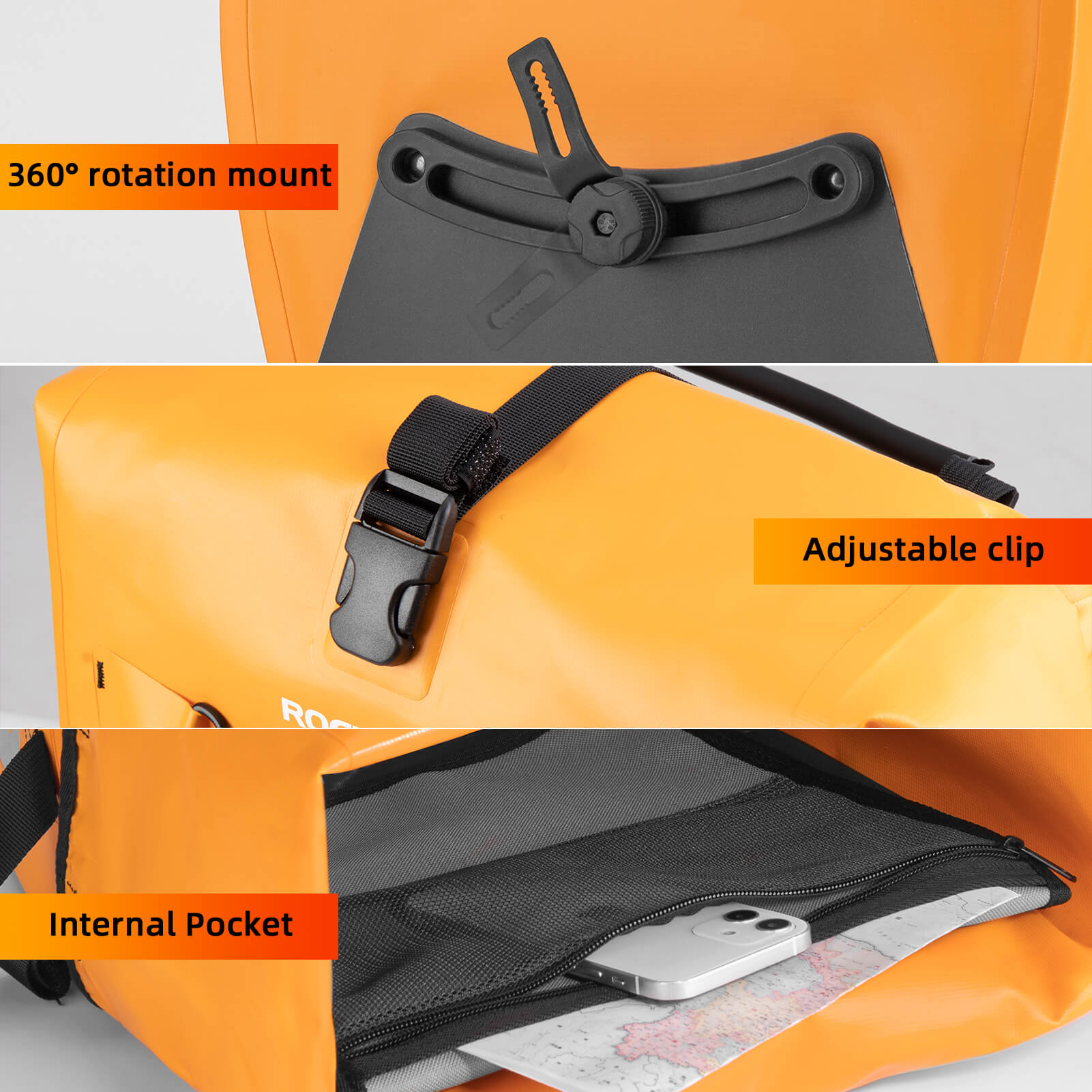 ROCKBROS waterproof cycling pannier bag with reflective logo
#Color_Orange