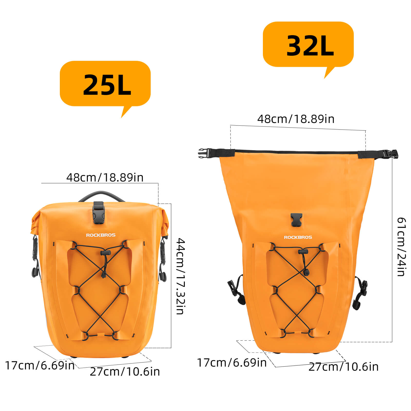 ROCKBROS waterproof cycling pannier bag with reflective logo
#Color_Orange