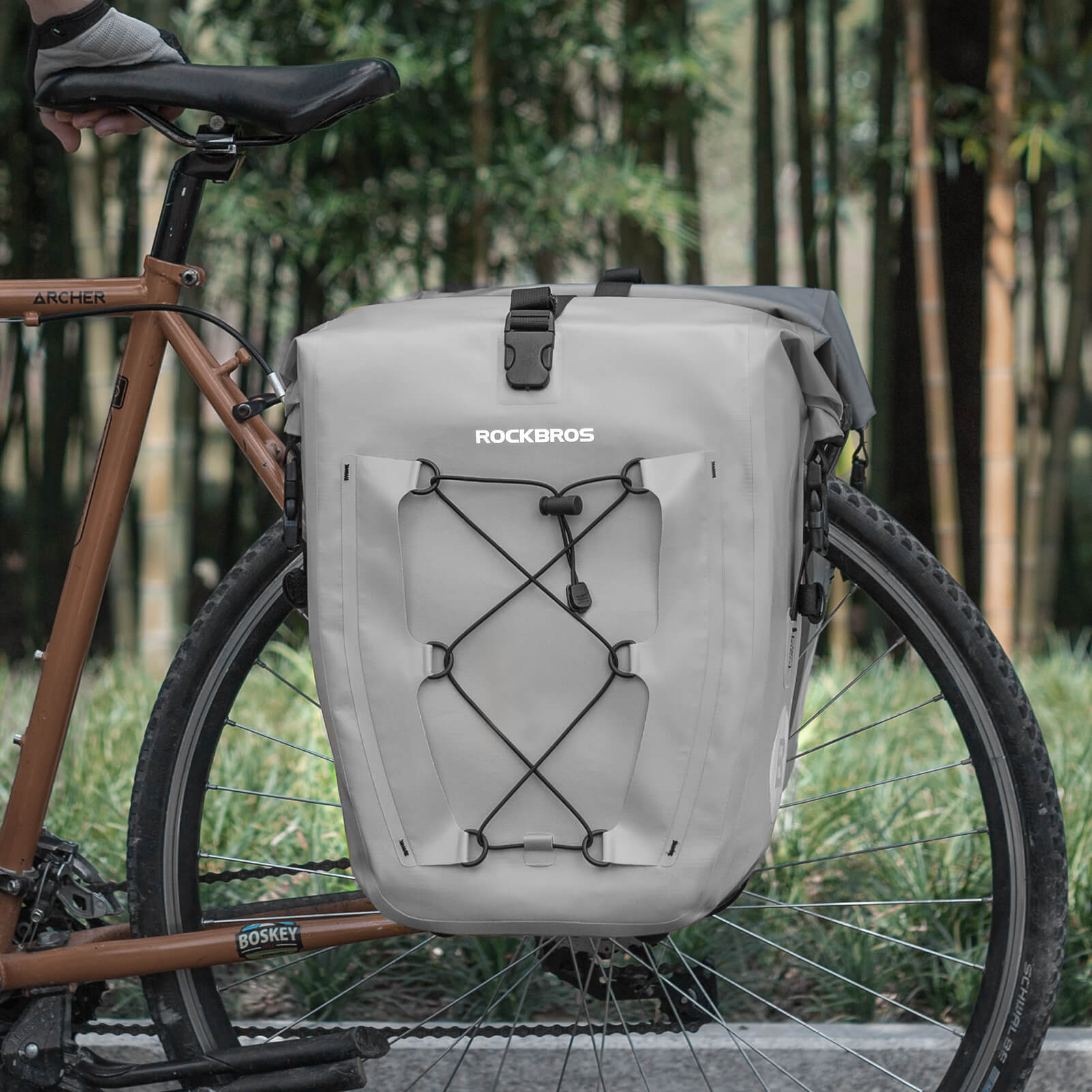 ROCKBROS waterproof cycling pannier bag with reflective logo
#Color_Gray