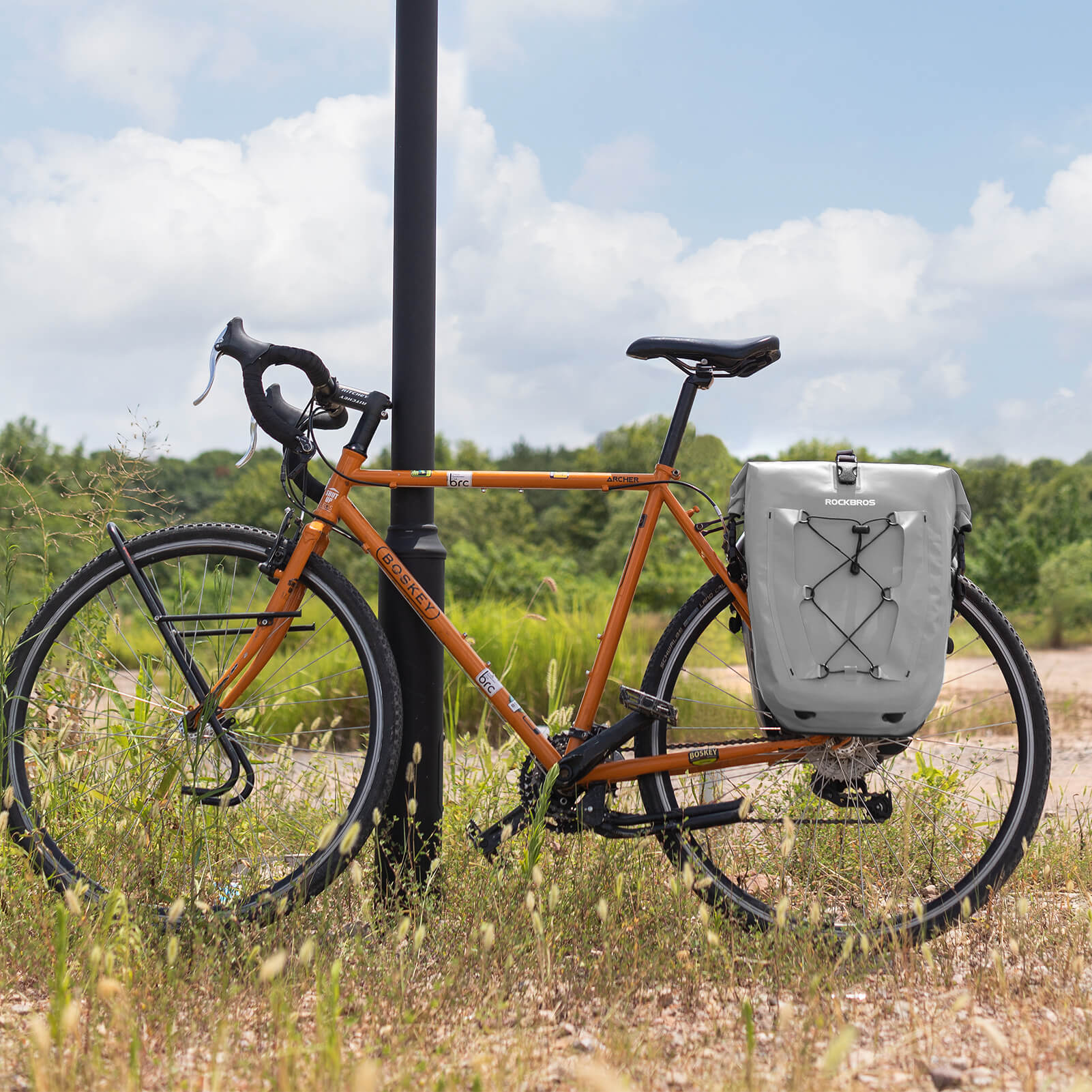 ROCKBROS waterproof cycling pannier bag with reflective logo
#Color_Gray