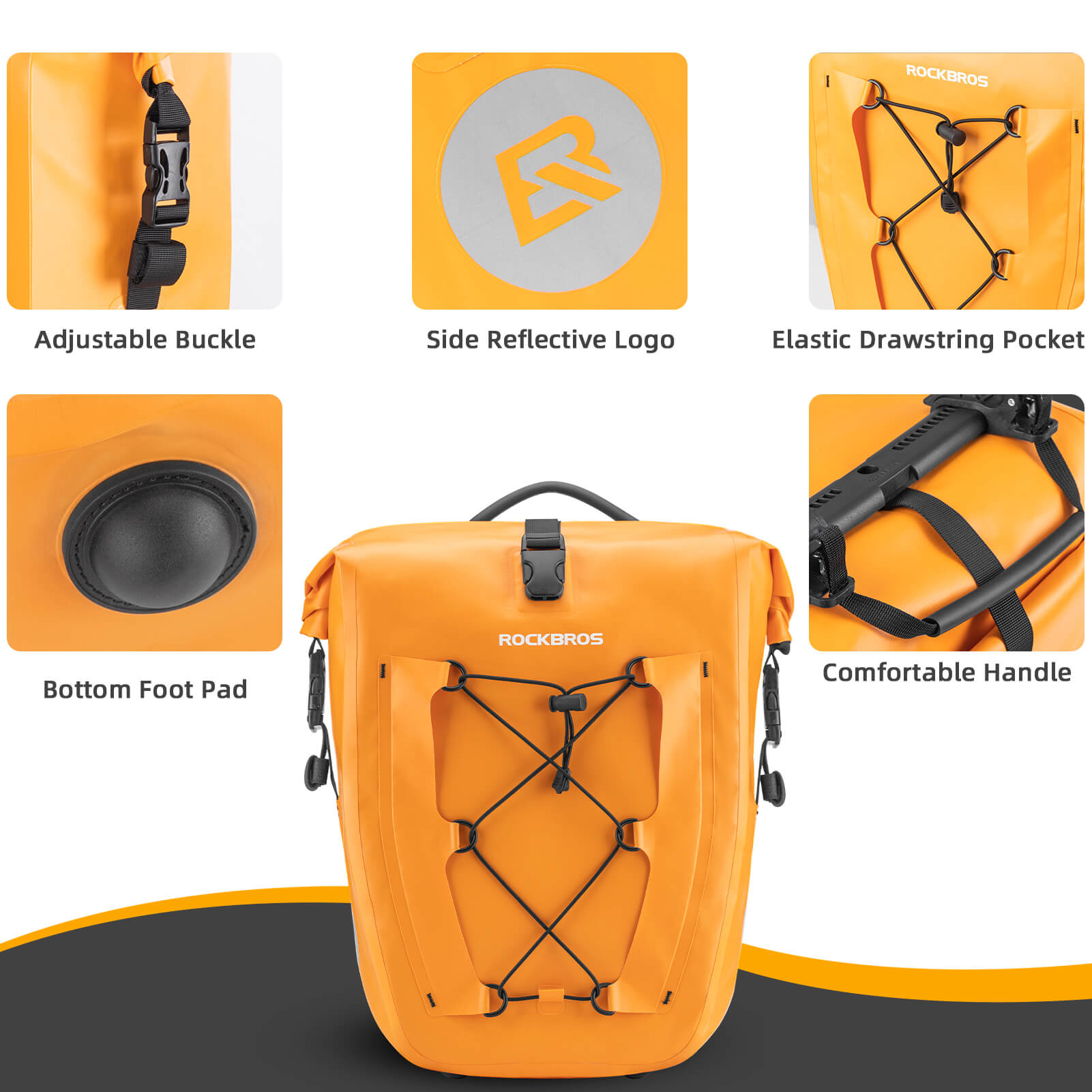 ROCKBROS waterproof cycling pannier bag with reflective logo
#Color_Orange