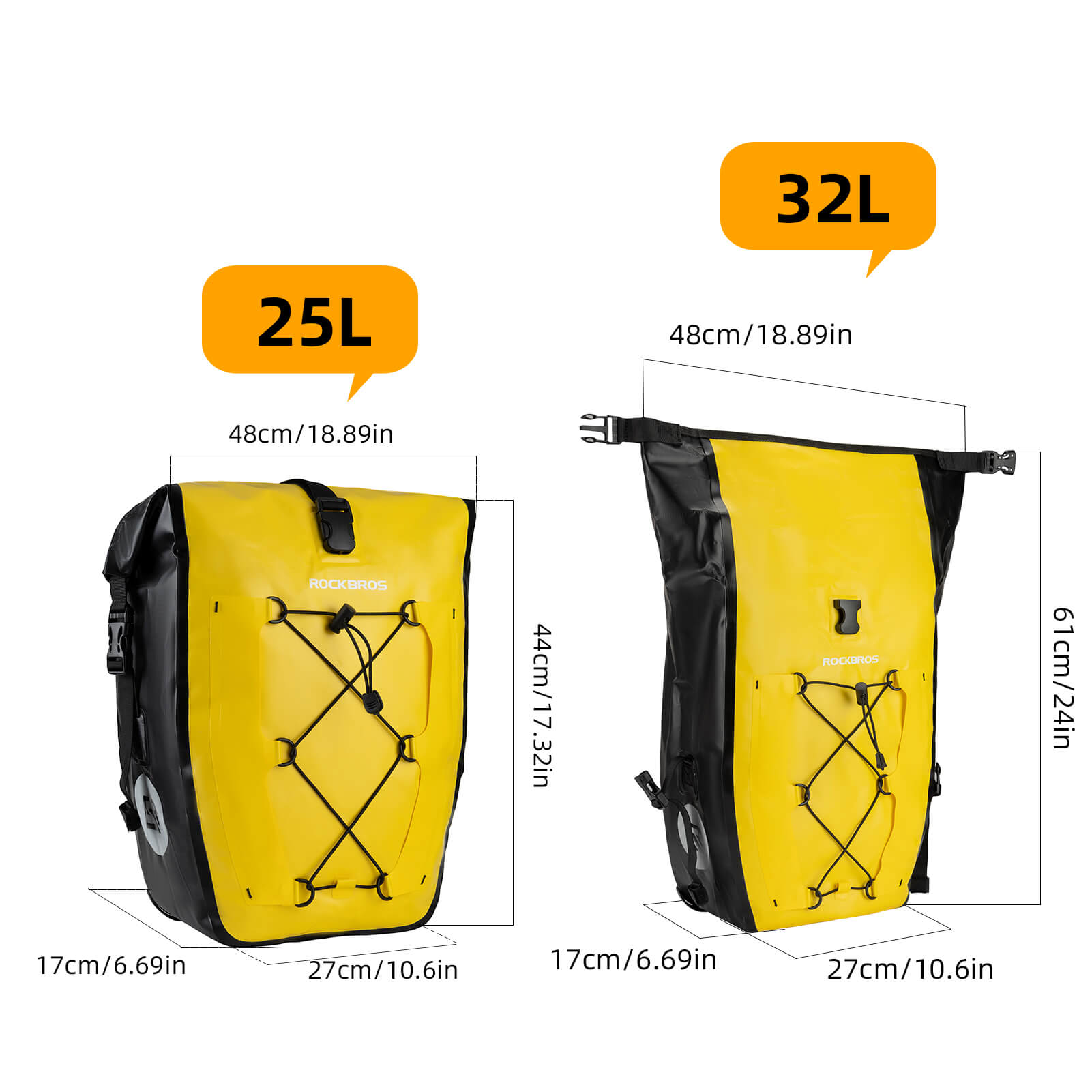 ROCKBROS waterproof cycling pannier bag with reflective logo
#Color_Yellow