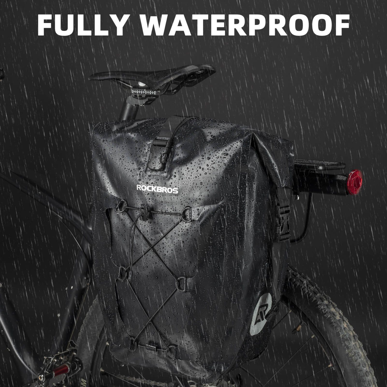 ROCKBROS waterproof cycling pannier bag with reflective logo
#Color_Black
