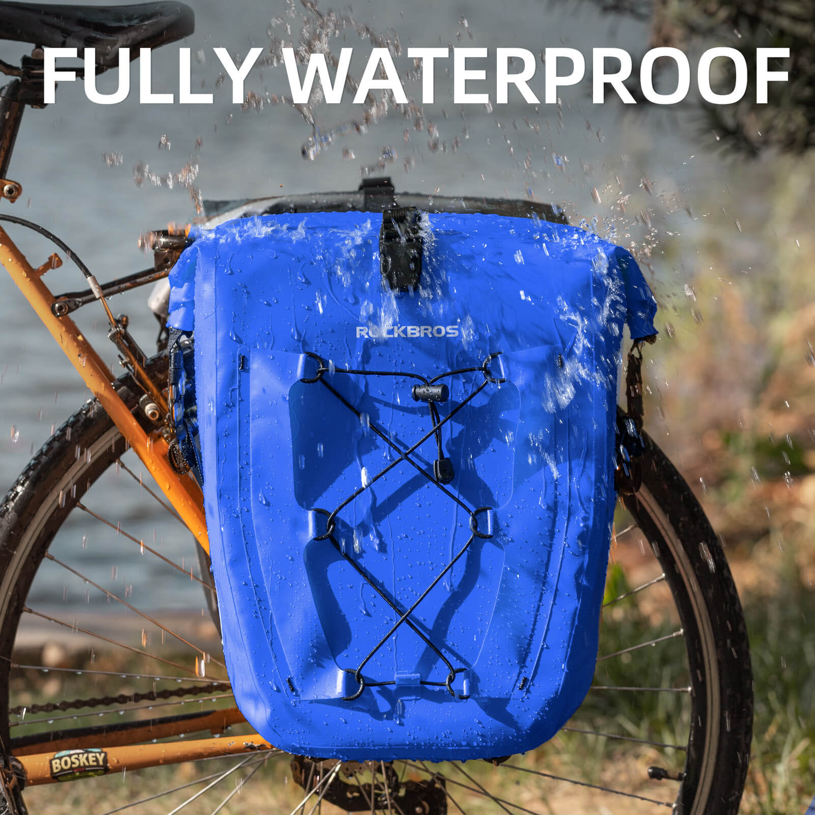 ROCKBROS waterproof cycling pannier bag with reflective logo
#Color_Blue