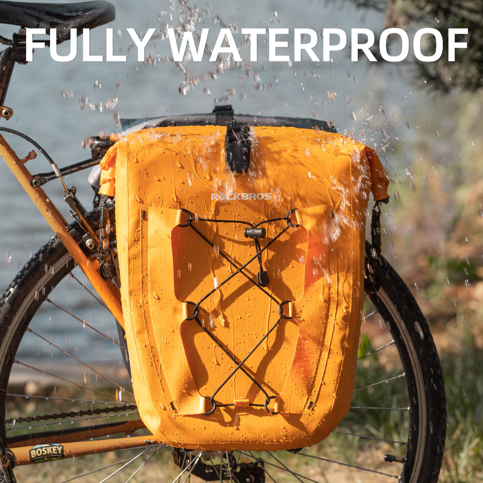 ROCKBROS waterproof cycling pannier bag with reflective logo
#Color_Orange
