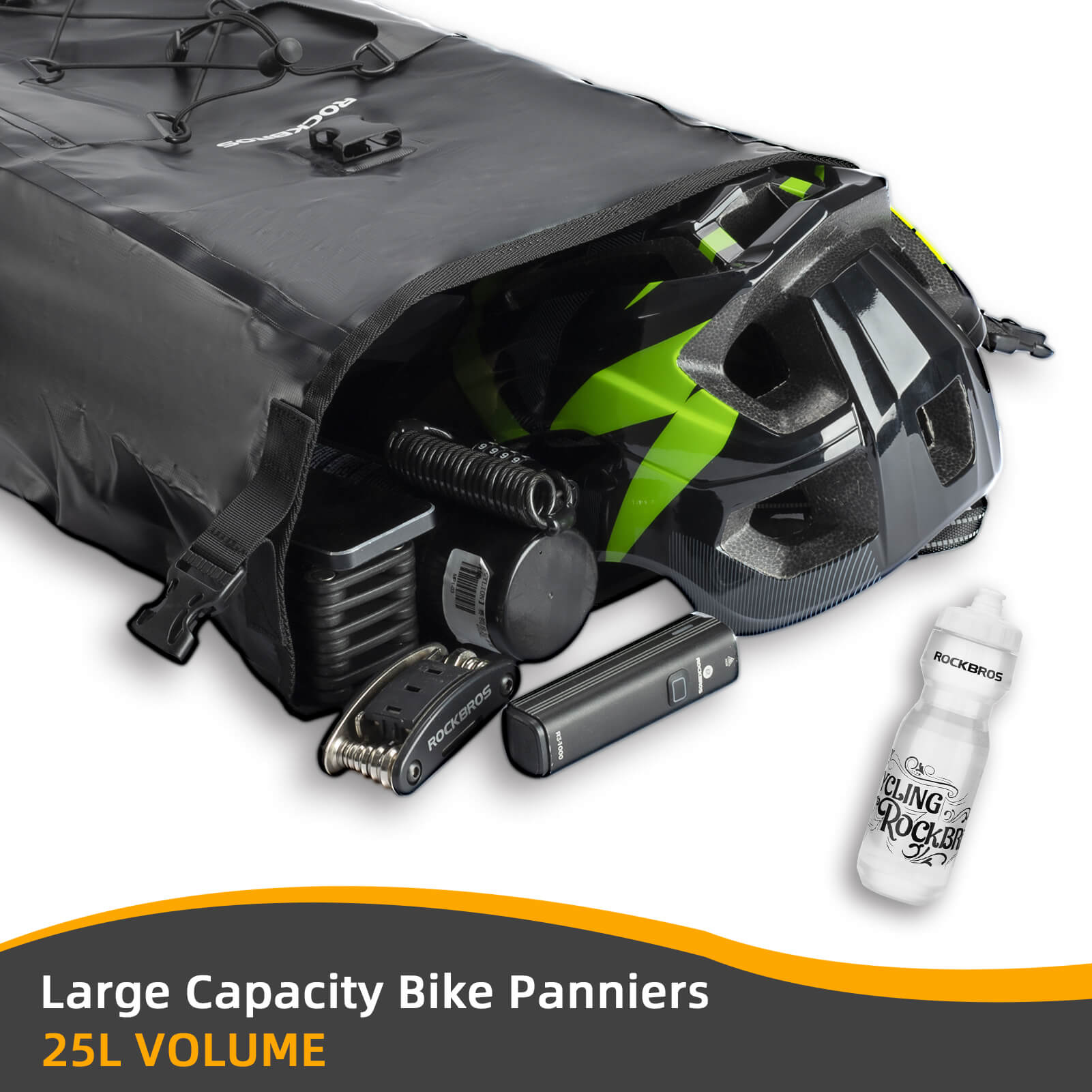 ROCKBROS waterproof cycling pannier bag with reflective logo
#Color_Black