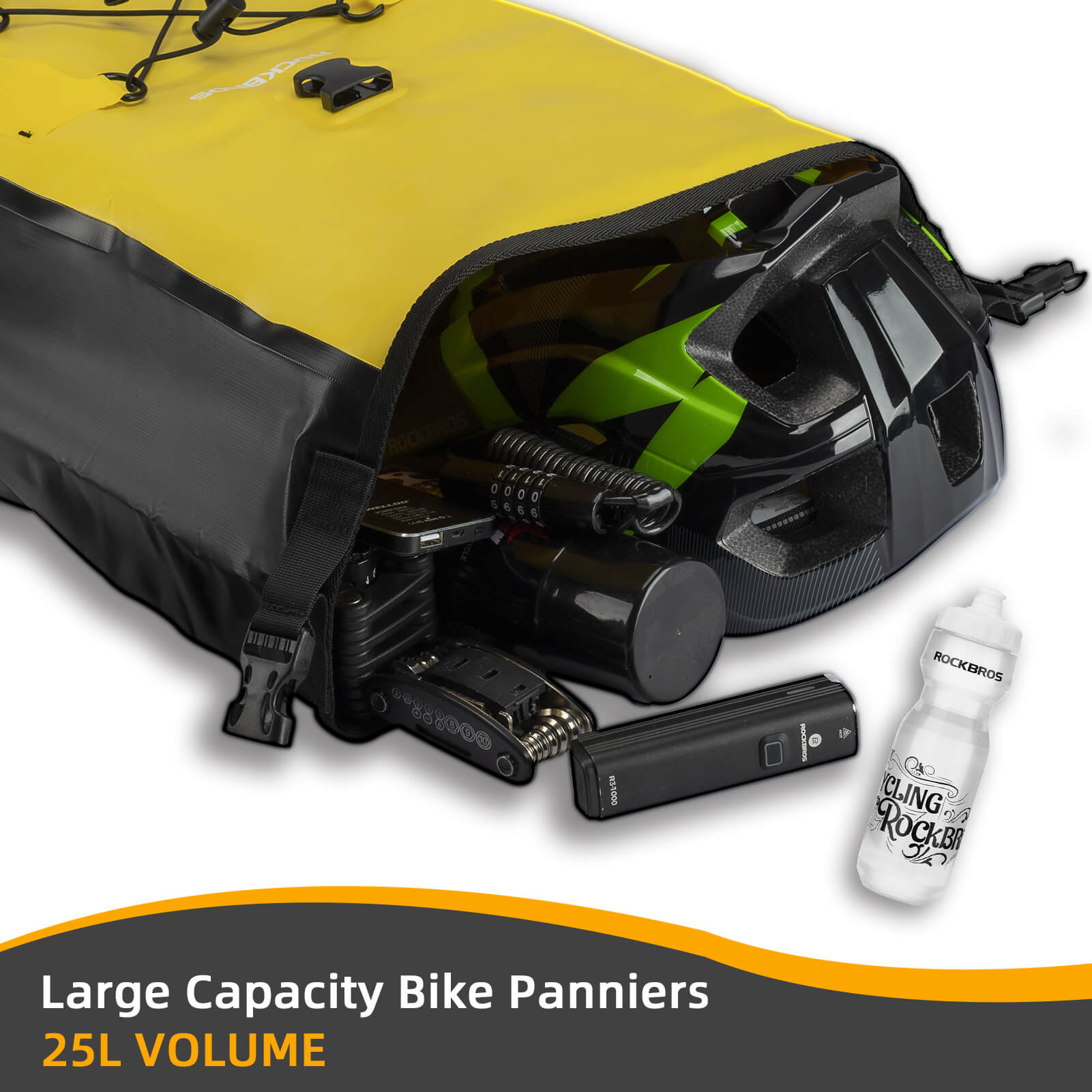ROCKBROS waterproof cycling pannier bag with reflective logo
#Color_Yellow