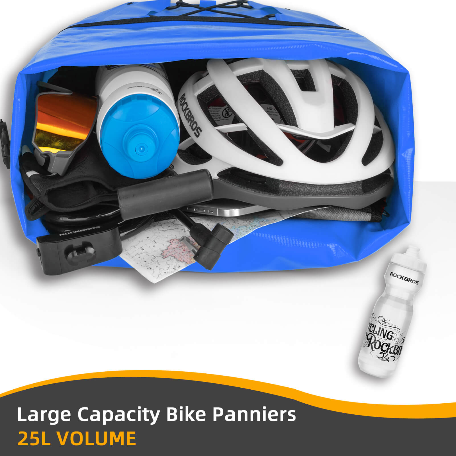 ROCKBROS waterproof cycling pannier bag with reflective logo
#Color_Blue