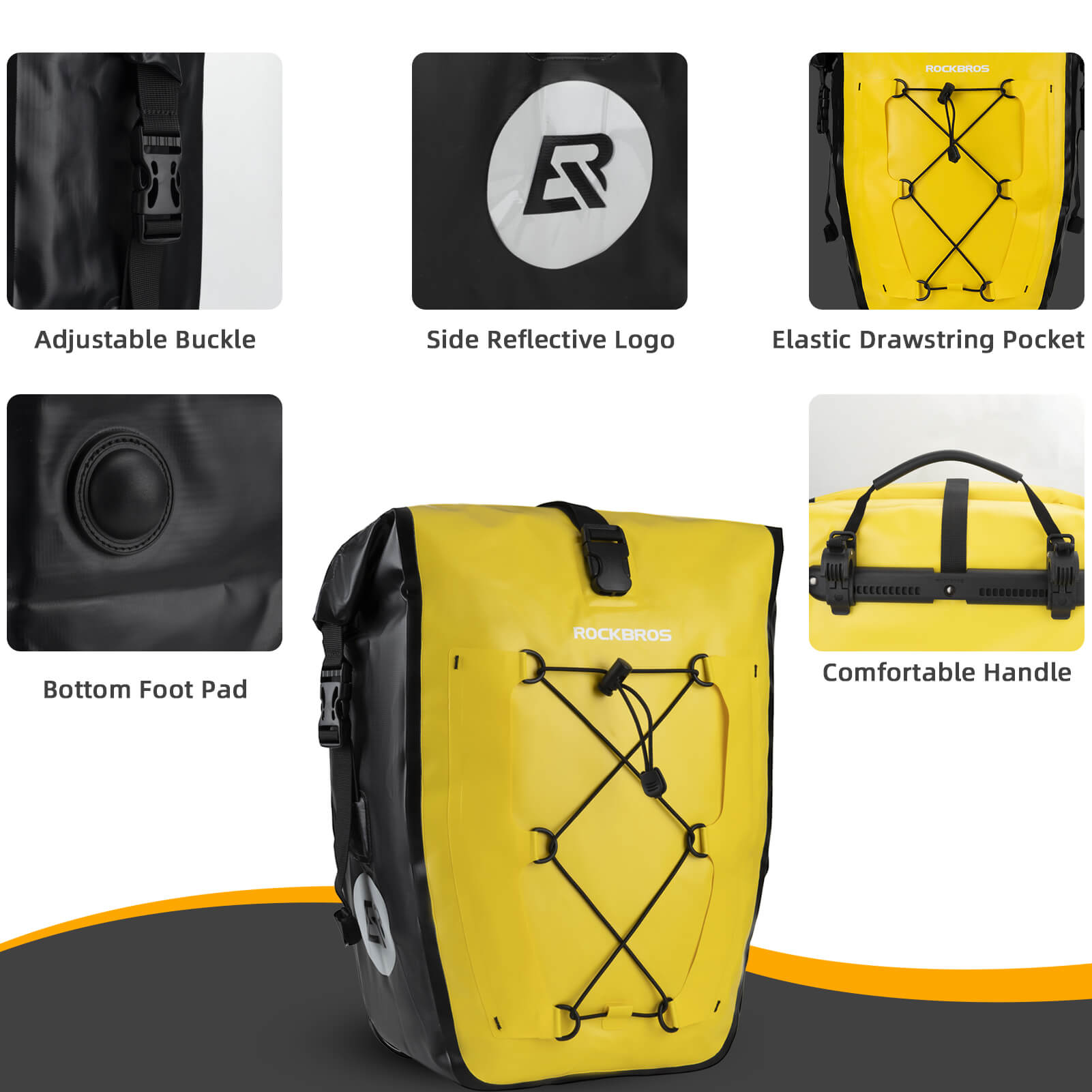 ROCKBROS waterproof cycling pannier bag with reflective logo
#Color_Yellow
