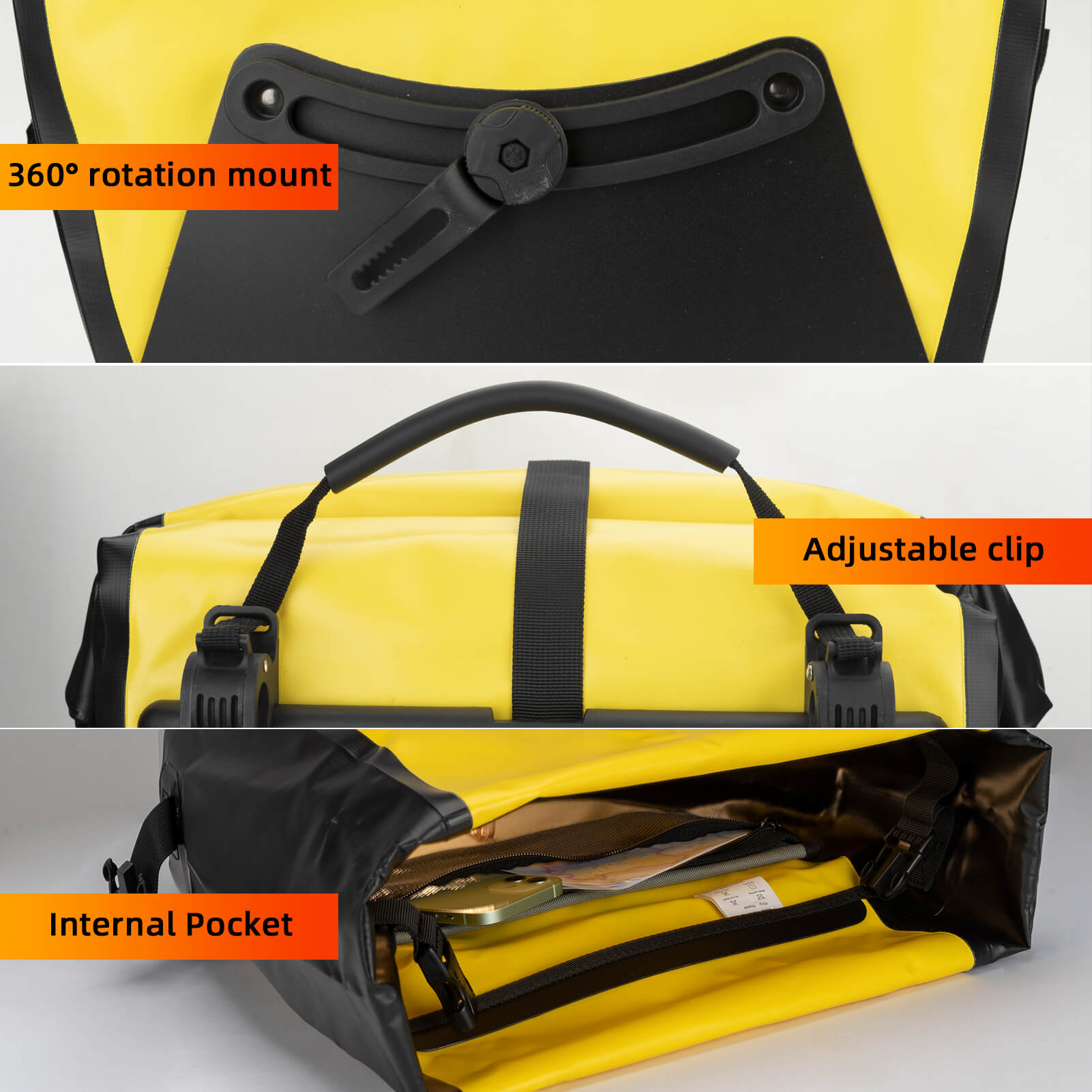 ROCKBROS waterproof cycling pannier bag with reflective logo
#Color_Yellow