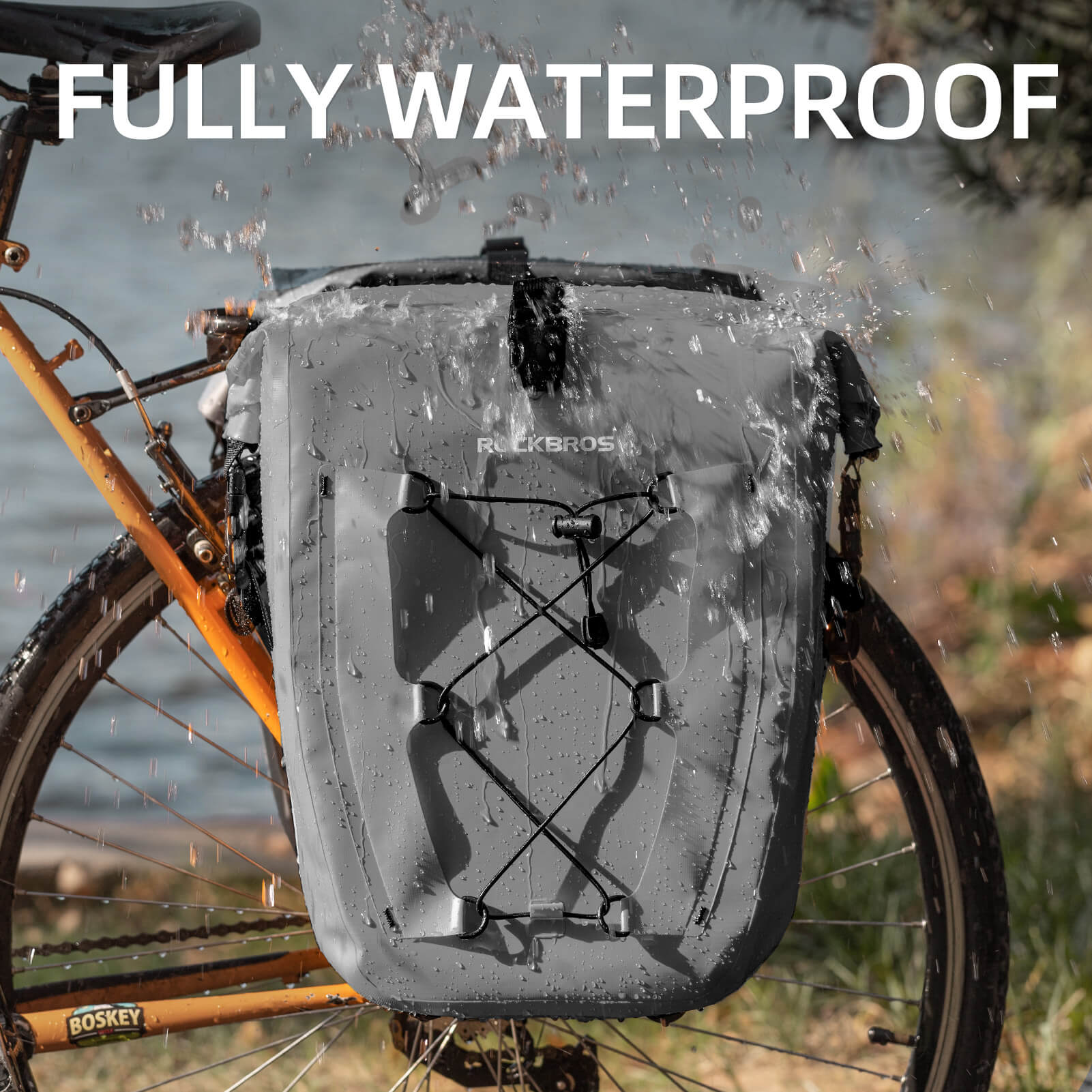 ROCKBROS waterproof cycling pannier bag with reflective logo
#Color_Gray