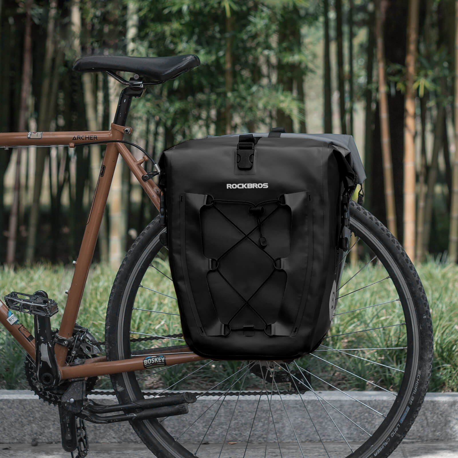 ROCKBROS waterproof cycling pannier bag with reflective logo
#Color_Black