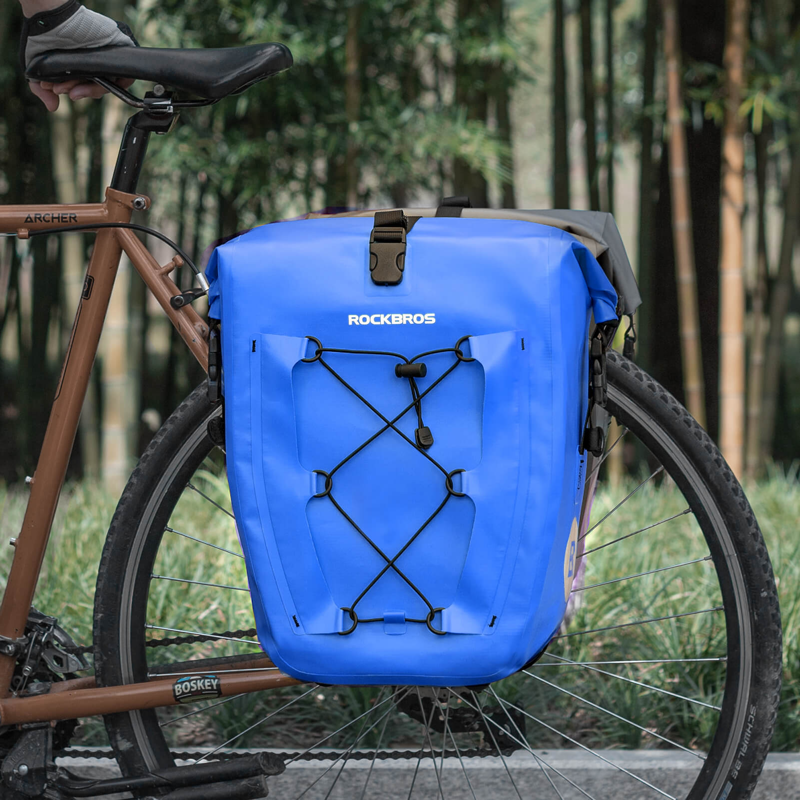 ROCKBROS waterproof cycling pannier bag with reflective logo
#Color_Blue