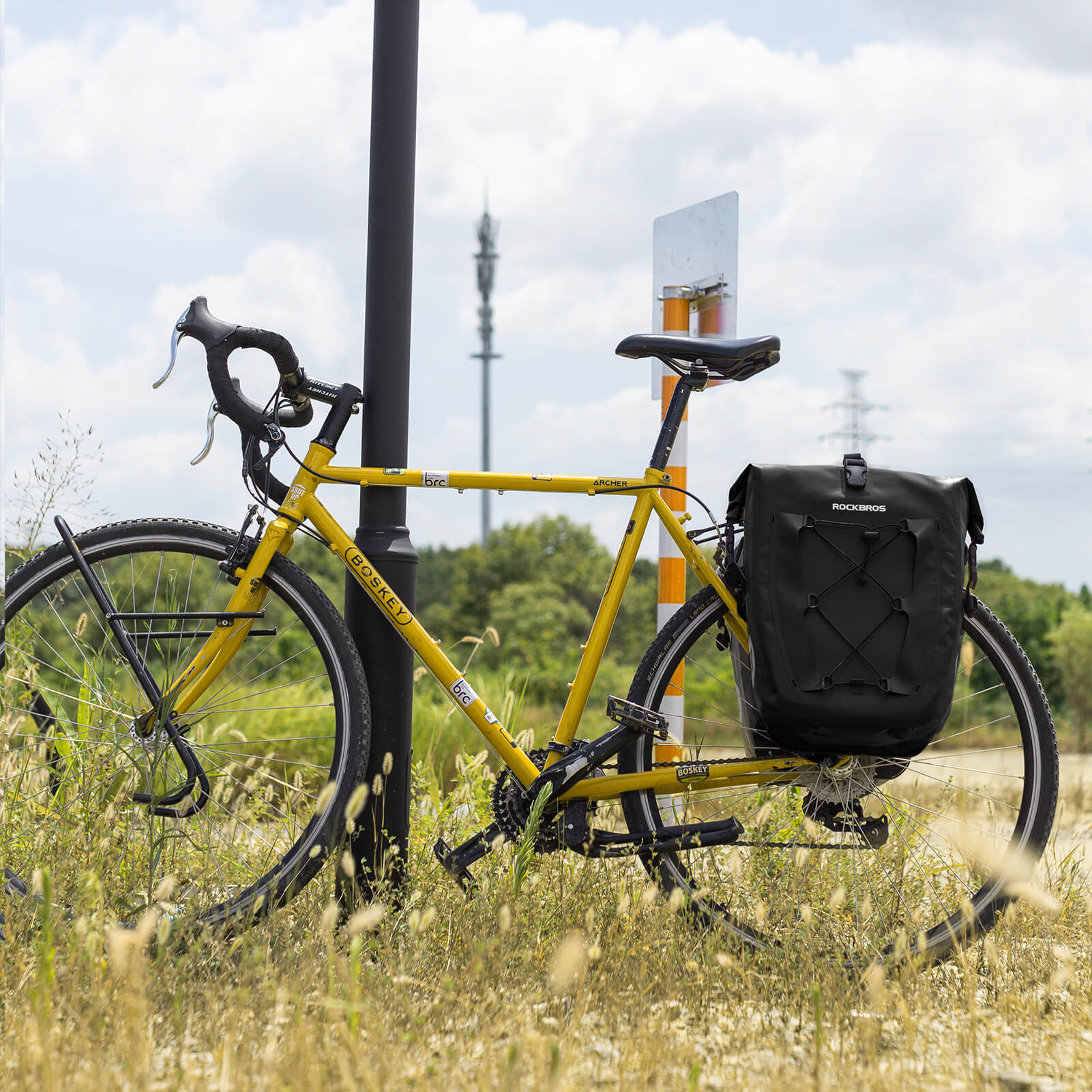 ROCKBROS waterproof cycling pannier bag with reflective logo
#Color_Black