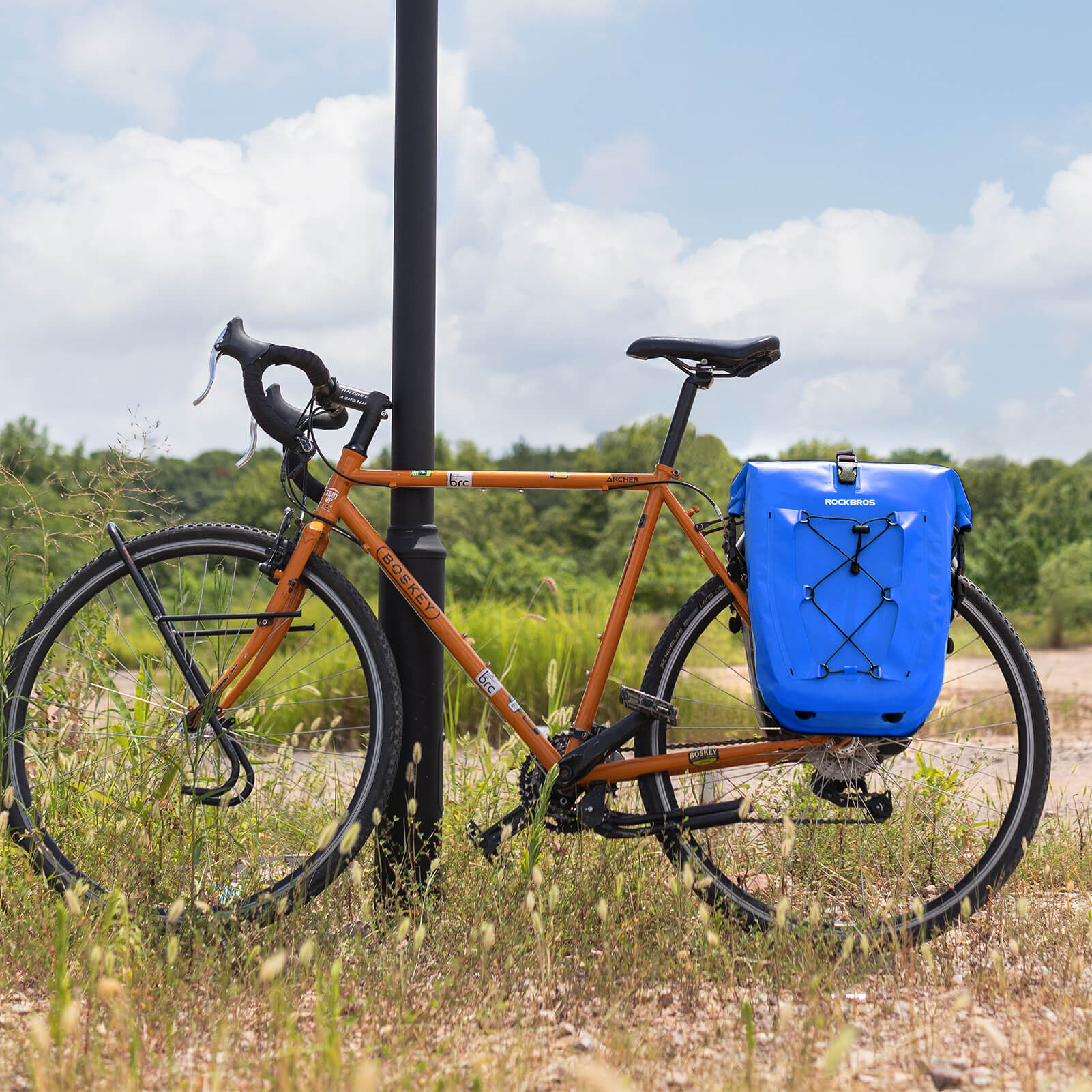 ROCKBROS waterproof cycling pannier bag with reflective logo
#Color_Blue