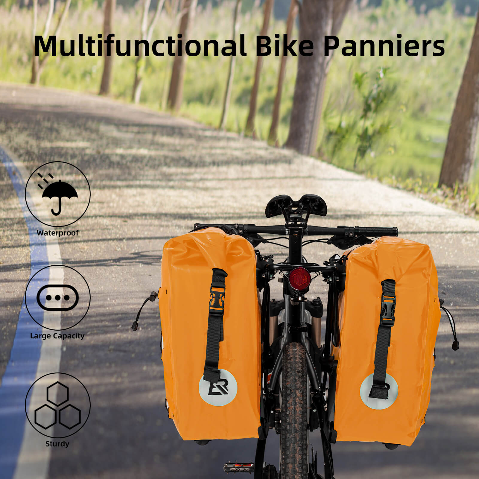ROCKBROS waterproof cycling pannier bag with reflective logo
#Color_Orange