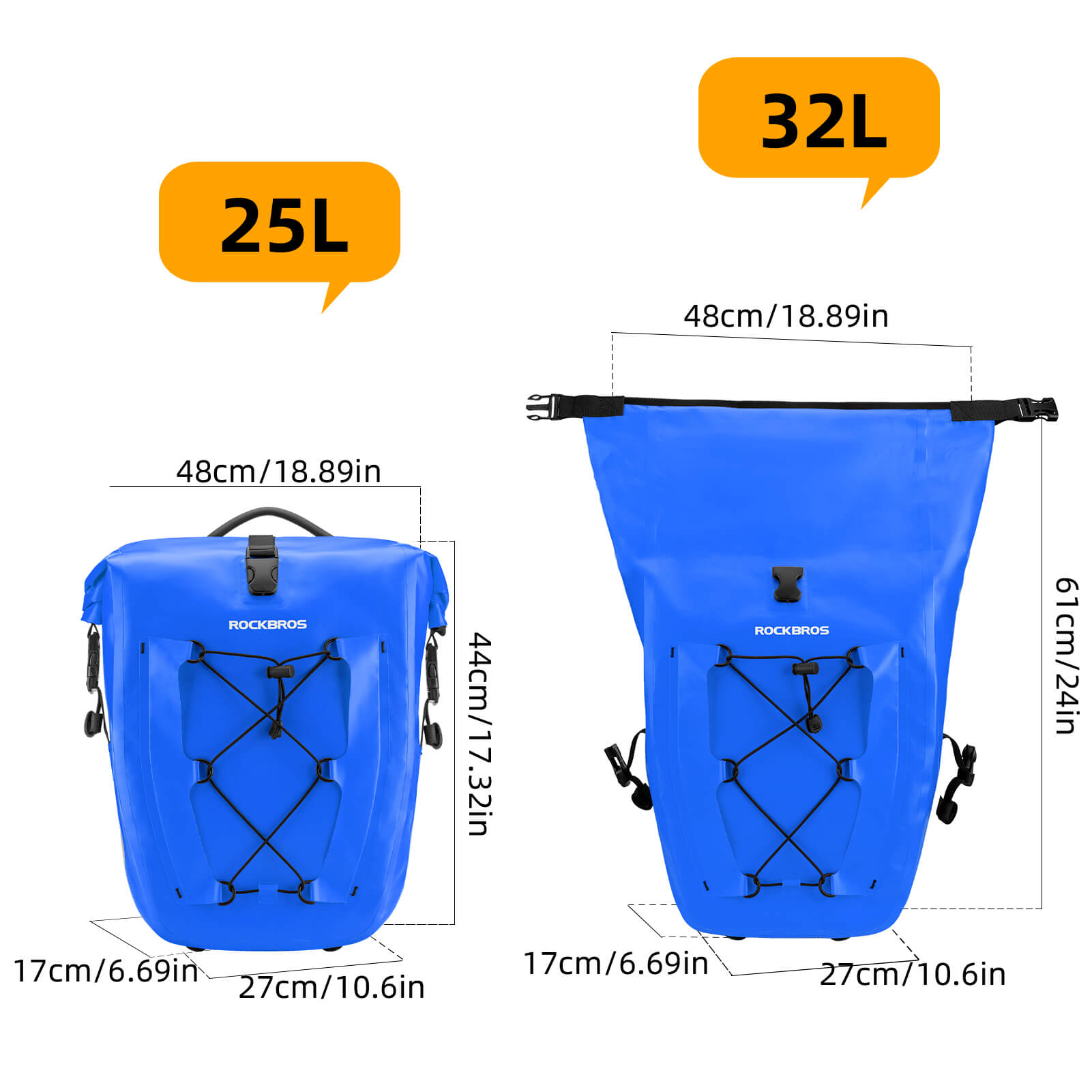 ROCKBROS waterproof cycling pannier bag with reflective logo
#Color_Blue