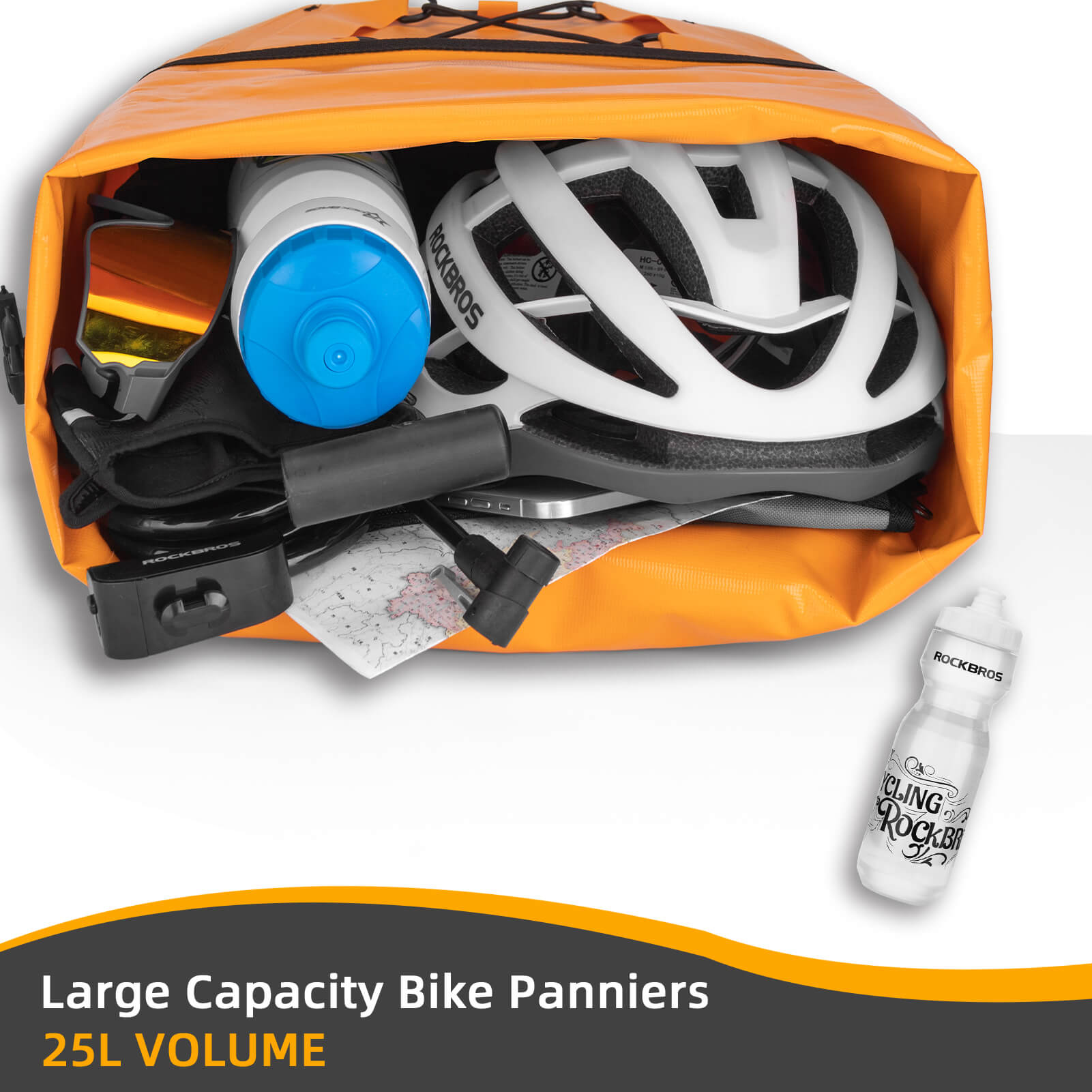 ROCKBROS waterproof cycling pannier bag with reflective logo
#Color_Orange