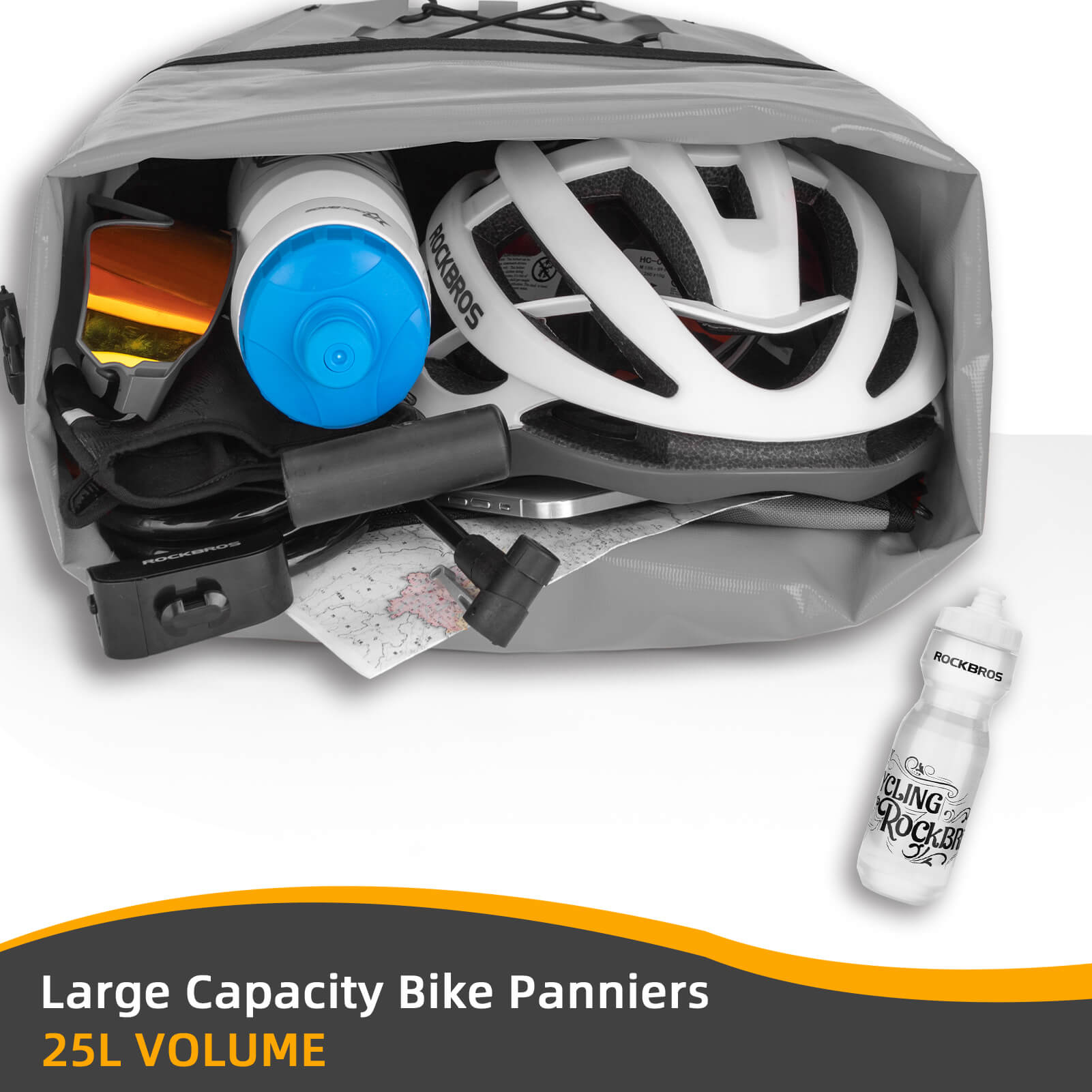 ROCKBROS waterproof cycling pannier bag with reflective logo
#Color_Gray
