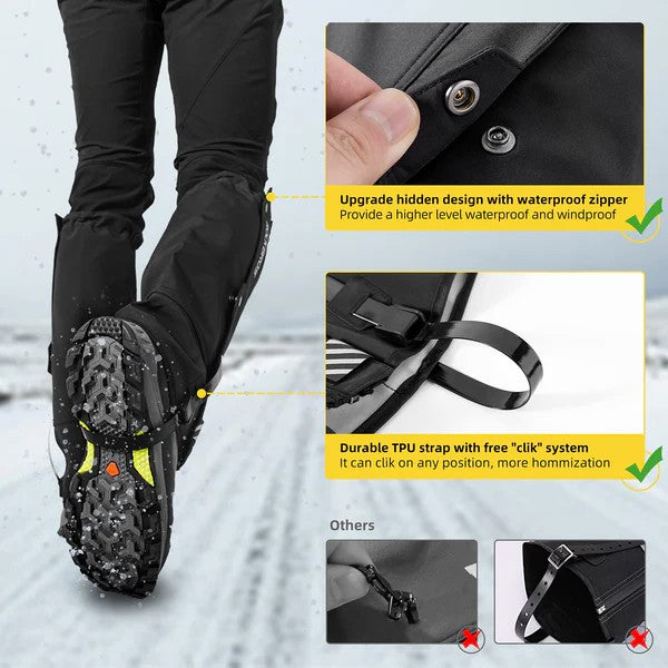 ROCKBROS Waterproof Leg Gaiters for hiking, skiing, and outdoor activities, protecting legs from water, mud, and debris