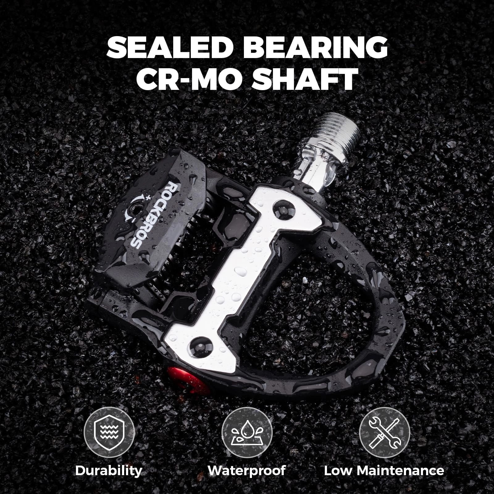 ROCKBROS Wide Durable Nylon SPD Road Bike Pedals with Cr-Mo Steel Axle, Adjustable Tension, and Sealed Bearings