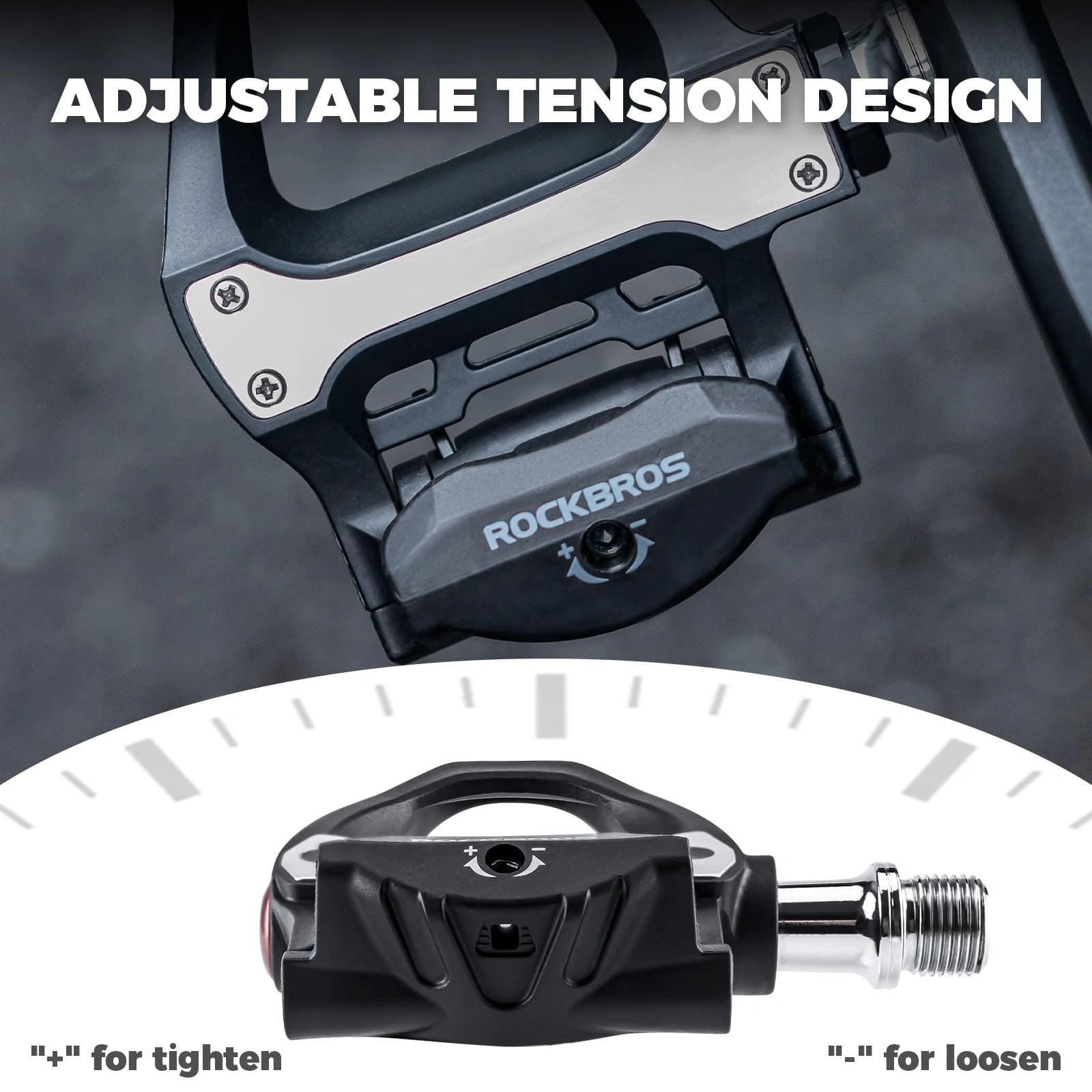 ROCKBROS Wide Durable Nylon SPD Road Bike Pedals with Cr-Mo Steel Axle, Adjustable Tension, and Sealed Bearings
