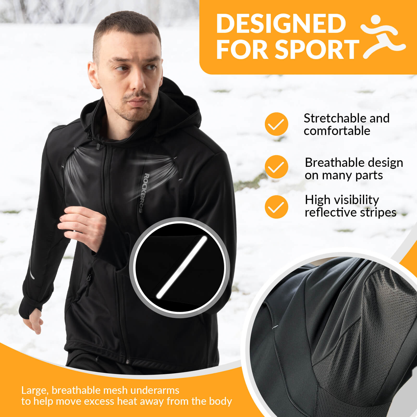 ROCKBROS Unisex Windproof Thermal Cycling Jacket for cold weather cycling, breathable and warm riding jacket