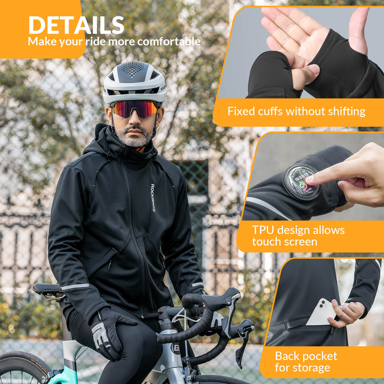 ROCKBROS Unisex Windproof Thermal Cycling Jacket for cold weather cycling, breathable and warm riding jacket