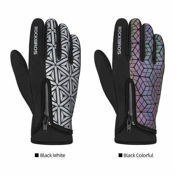 ROCKBROS Winter Cycling Gloves Thermal Windproof Touchscreen Bike Gloves with Reflective