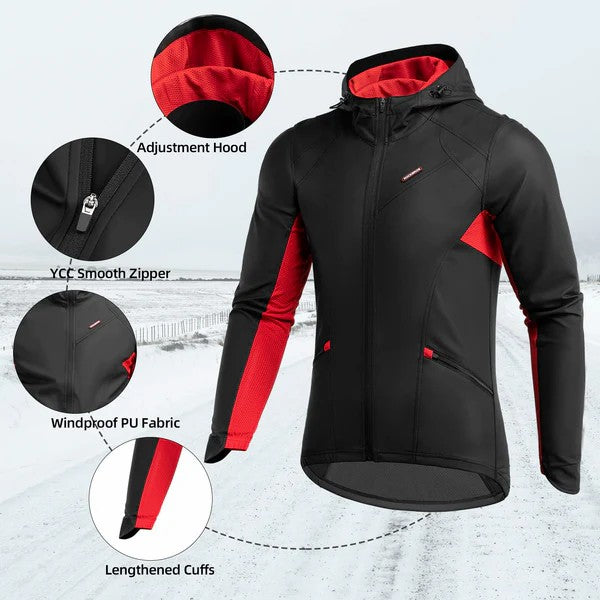 ROCKBROS winter cycling jacket for men, thermal windproof and water-resistant outdoor sports coat
