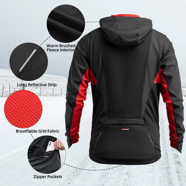 ROCKBROS winter cycling jacket for men, thermal windproof and water-resistant outdoor sports coat