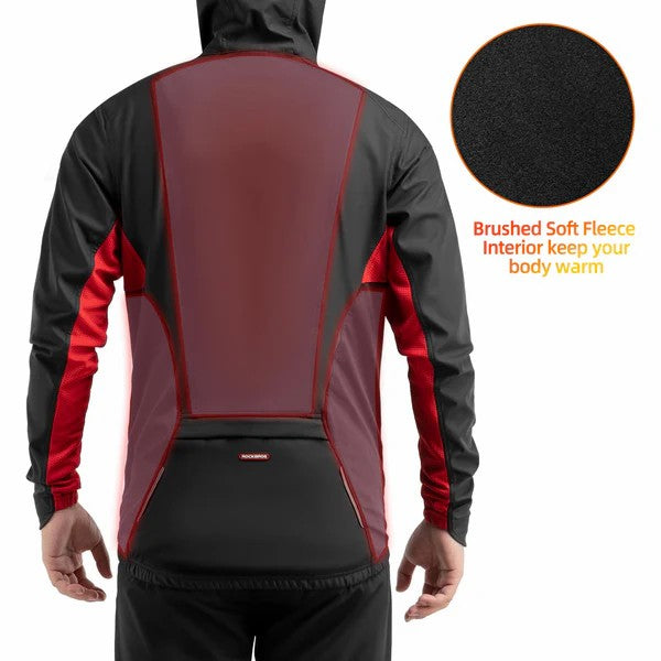 ROCKBROS winter cycling jacket for men, thermal windproof and water-resistant outdoor sports coat