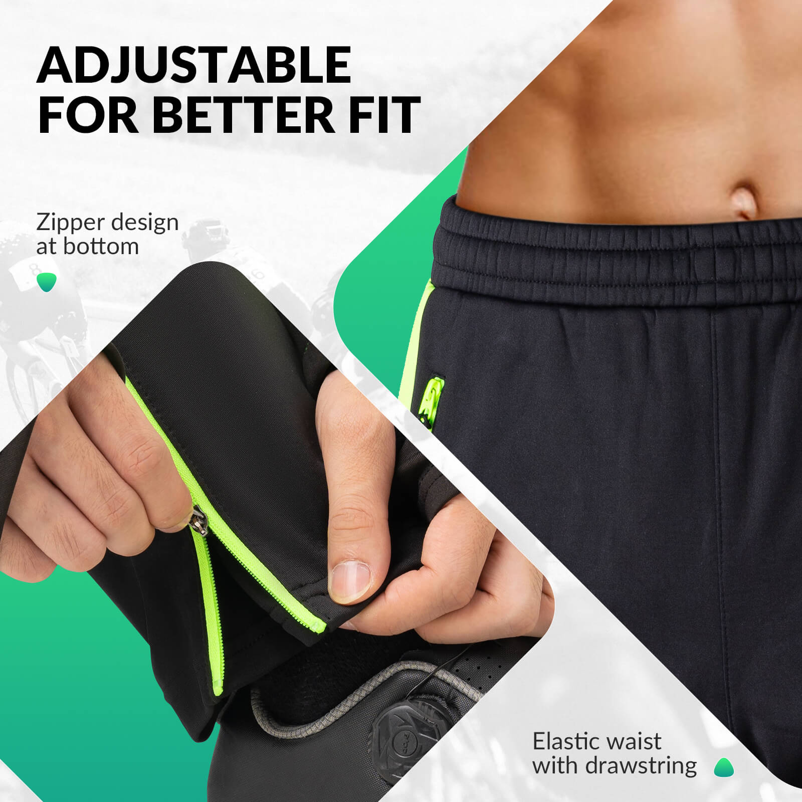 ROCKBROS Winter Cycling Pants with Windproof Fleece for Cold Weather Outdoor Cycling