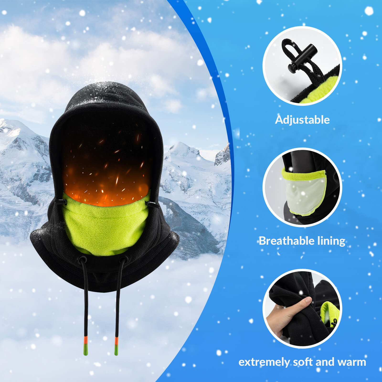 ROCKBROS winter fleece balaclava ski mask for men and women