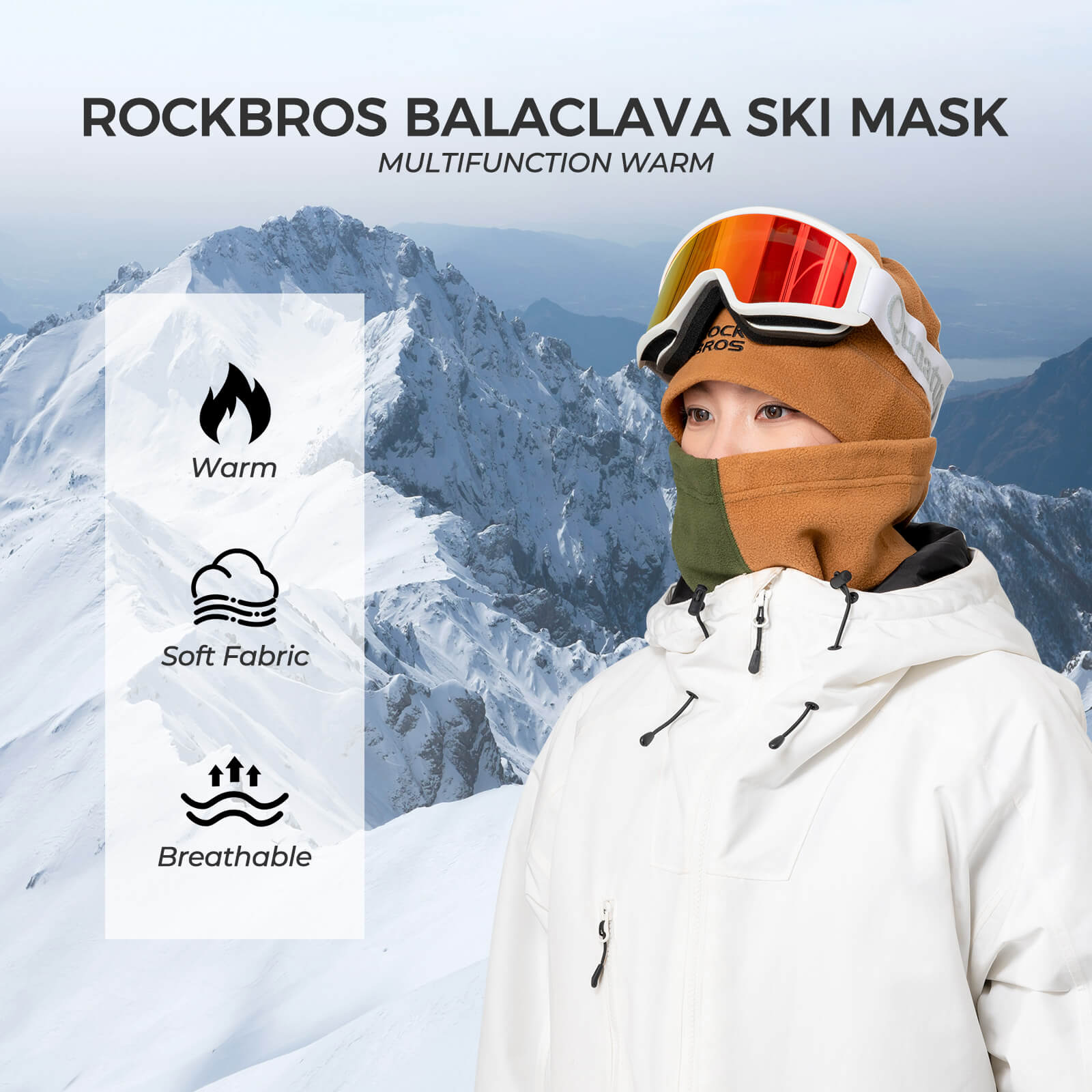 ROCKBROS Winter Neck Gaiter Fleece Hat and Face Mask for Skiing and Cycling