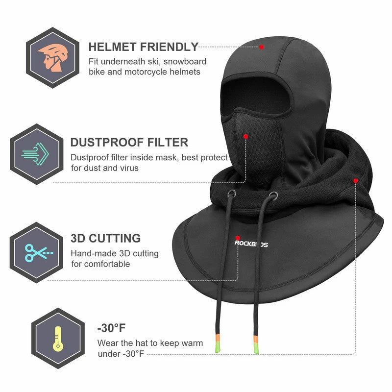 ROCKBROS Winter Thermal Balaclava - Ski Mask for Snowboarding, Cycling, and Outdoor Sports
#Color_Black