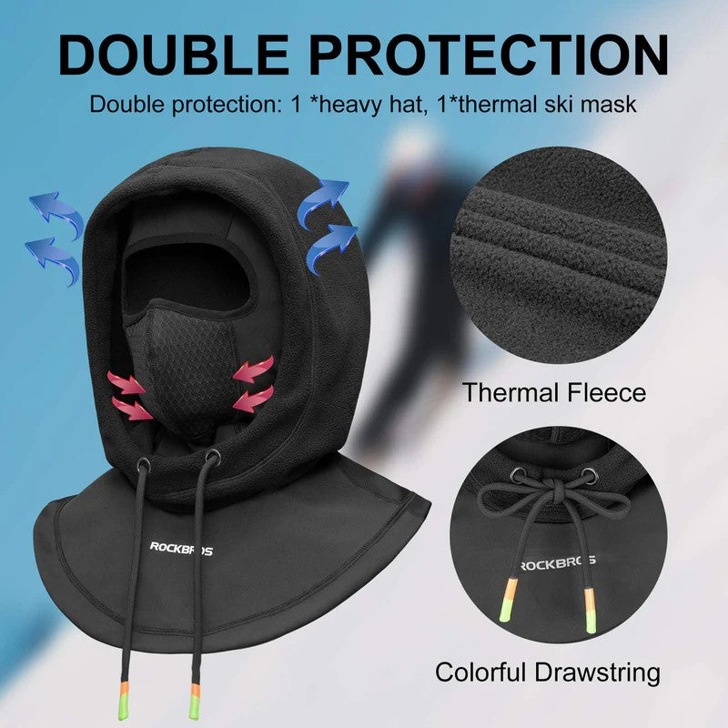 ROCKBROS Winter Thermal Balaclava - Ski Mask for Snowboarding, Cycling, and Outdoor Sports
#Color_Black