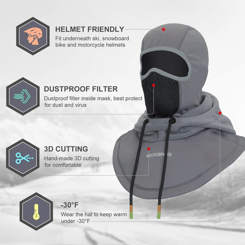 ROCKBROS Winter Thermal Balaclava - Ski Mask for Snowboarding, Cycling, and Outdoor Sports
#Color_Gray