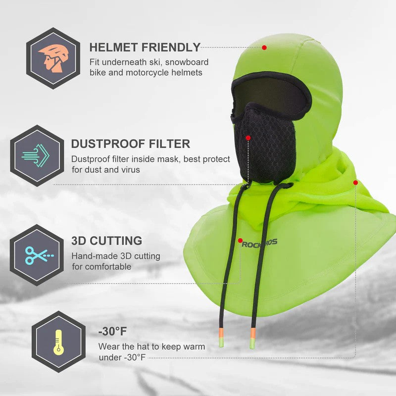 ROCKBROS Winter Thermal Balaclava - Ski Mask for Snowboarding, Cycling, and Outdoor Sports
#Color_Green