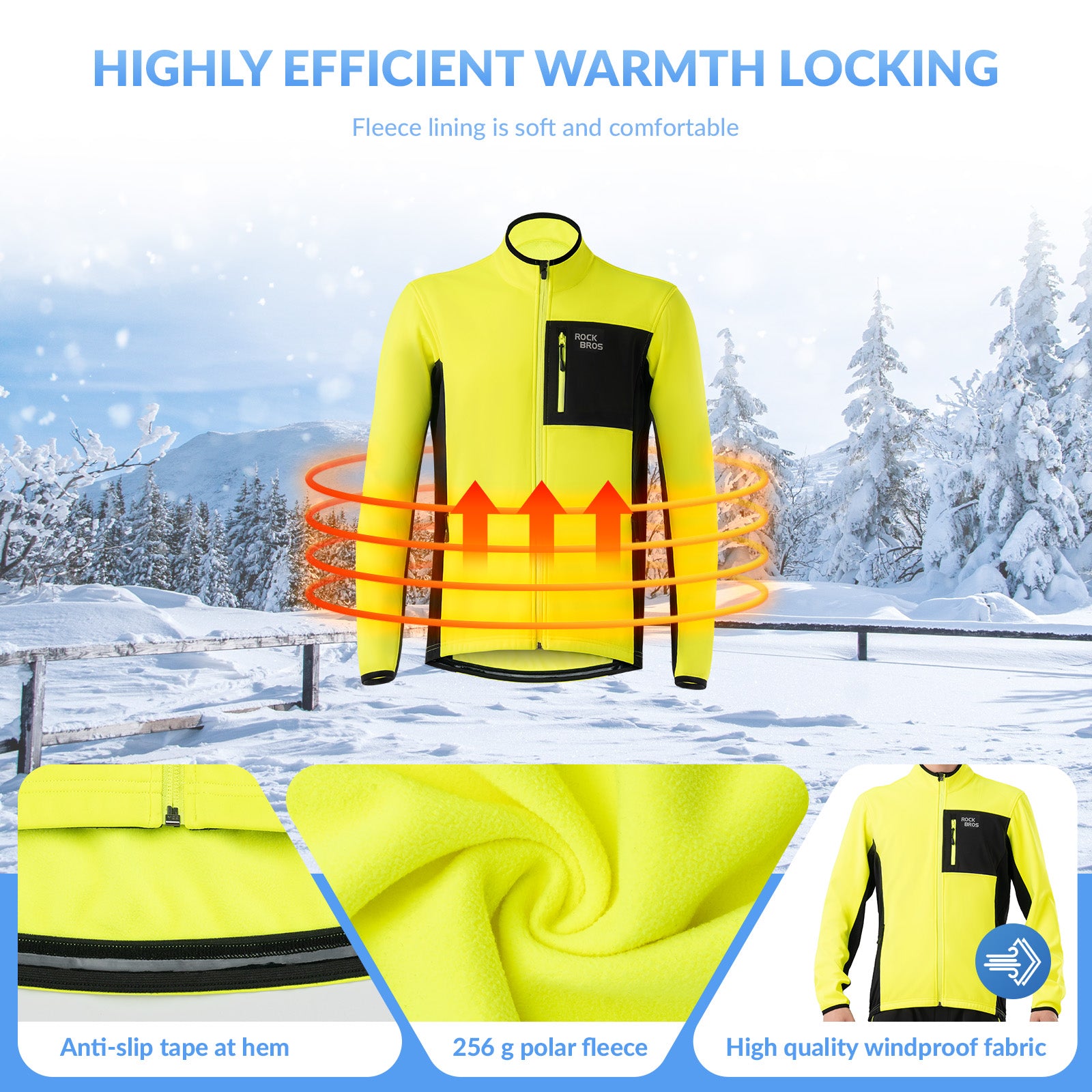 ROCKBROS winter thermal cycling jacket and pants set for windproof outdoor rides