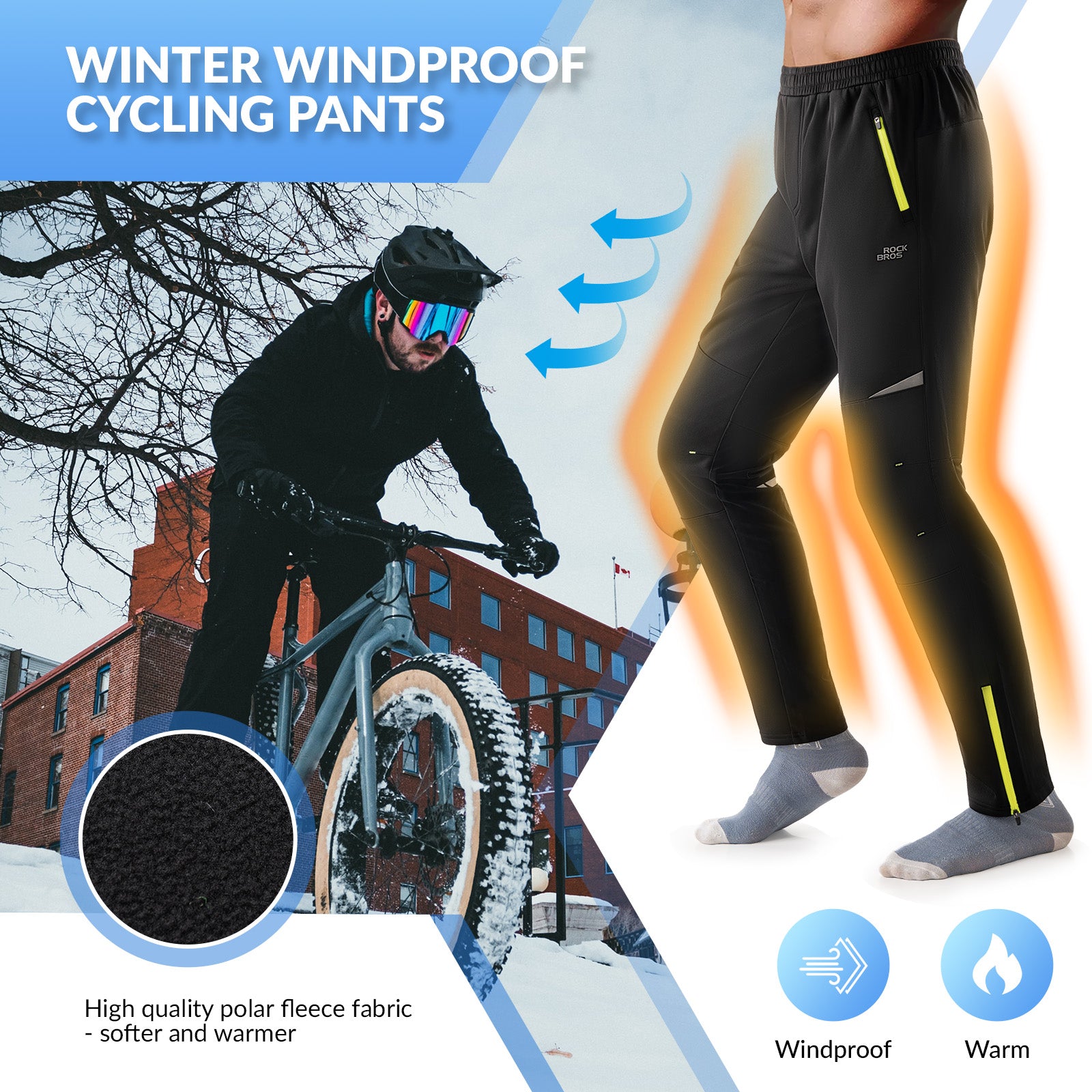 ROCKBROS winter thermal cycling jacket and pants set for windproof outdoor rides